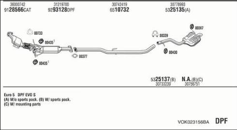 Fonos VOK023156BA - Sistem de esapament allinparts.ro