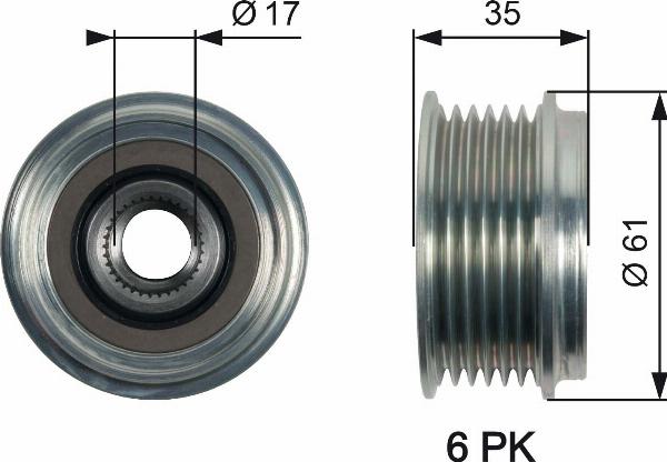 GATES OAP7166 - Fulie, alternator allinparts.ro