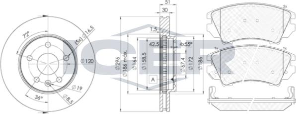 Icer 31913-4116 - Set frana, frana disc allinparts.ro