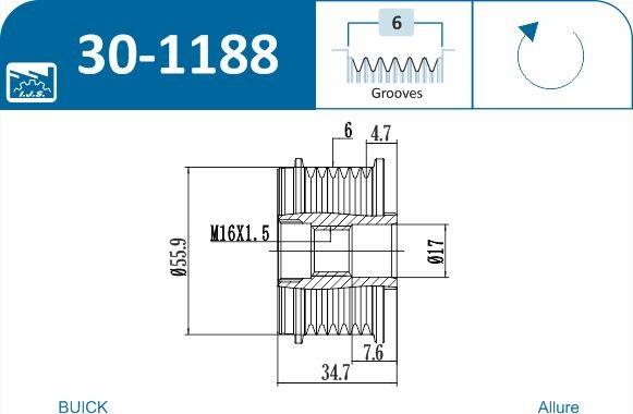 IJS GROUP 30-1188 - Fulie, alternator - allinparts.ro