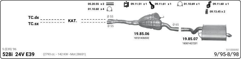 IMASAF 511000092 - Sistem de esapament - allinparts.ro