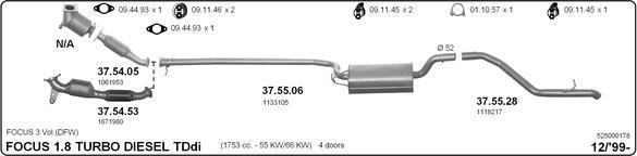 IMASAF 525000178 - Sistem de esapament - allinparts.ro