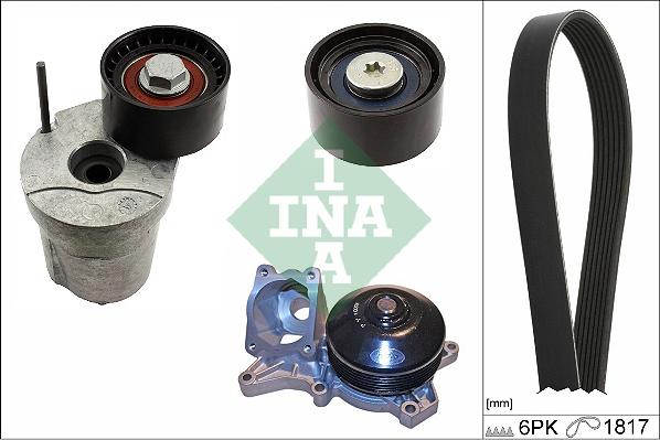 INA 529 0370 30 - Pompa apa + Set curea transmisie cu caneluri allinparts.ro