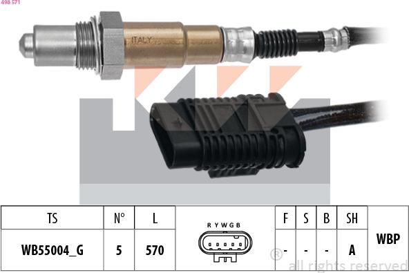 KW 498 571 - Sonda Lambda - allinparts.ro
