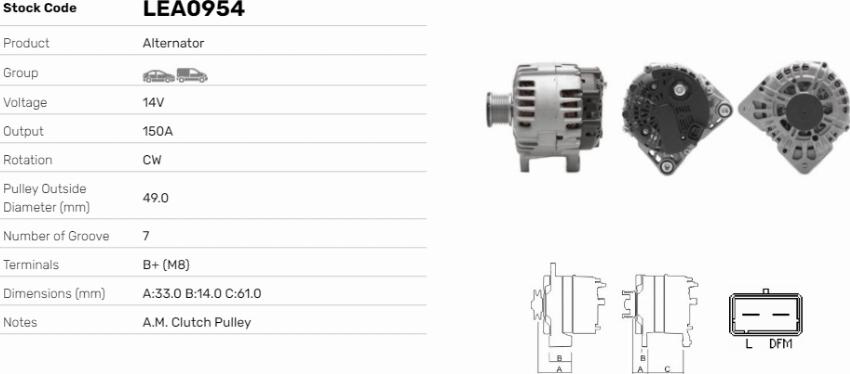 LE Part LEA0954 - Generator / Alternator allinparts.ro