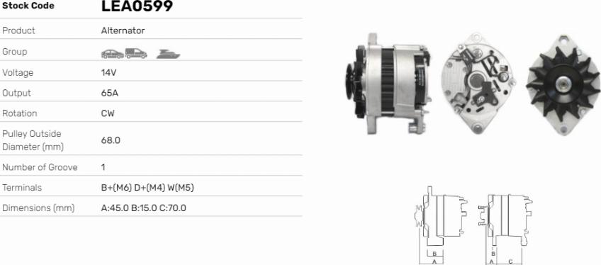 LE Part LEA0599 - Generator / Alternator allinparts.ro
