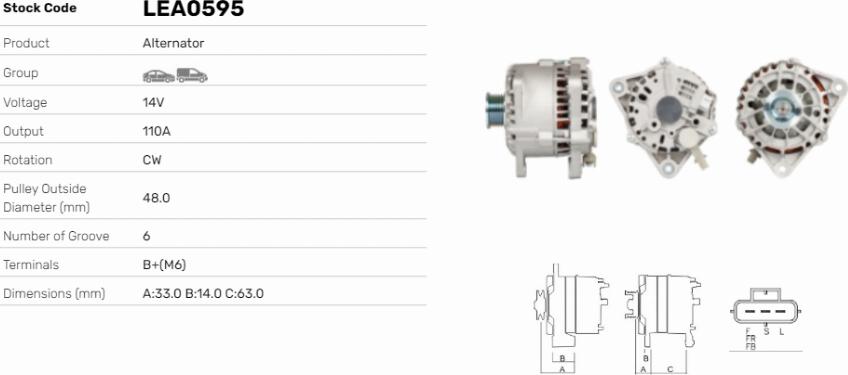 LE Part LEA0595 - Generator / Alternator allinparts.ro