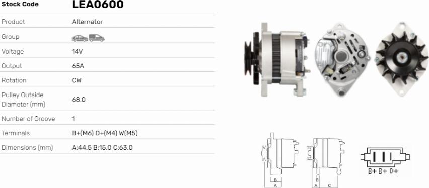 LE Part LEA0600 - Generator / Alternator allinparts.ro