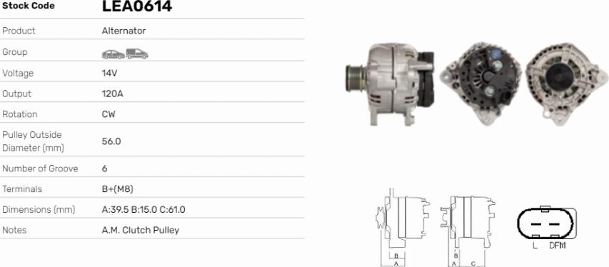 LE Part LEA0614 - Generator / Alternator - allinparts.ro