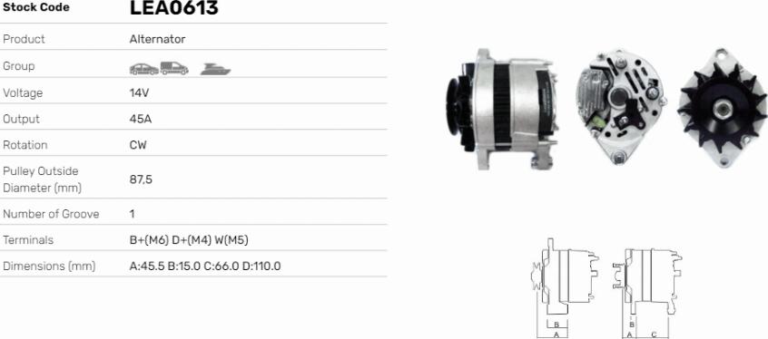 LE Part LEA0613 - Generator / Alternator allinparts.ro
