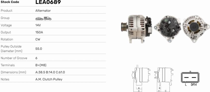 LE Part LEA0689 - Generator / Alternator - allinparts.ro