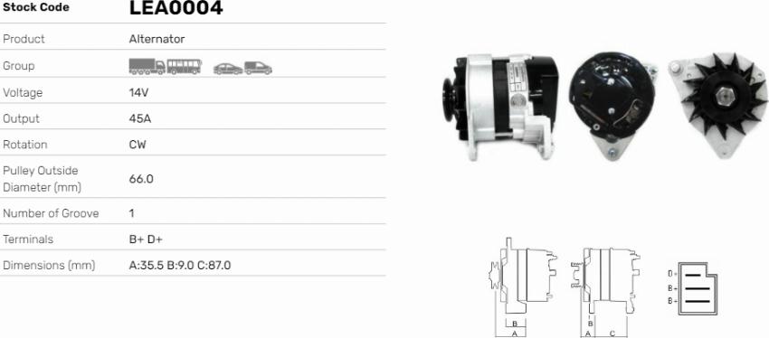 LE Part LEA0004 - Generator / Alternator allinparts.ro