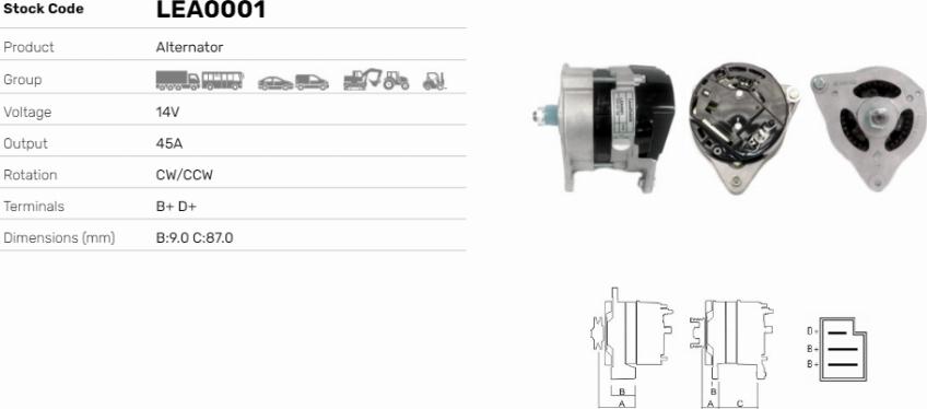 LE Part LEA0001 - Generator / Alternator allinparts.ro
