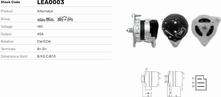 LE Part LEA0003 - Generator / Alternator allinparts.ro
