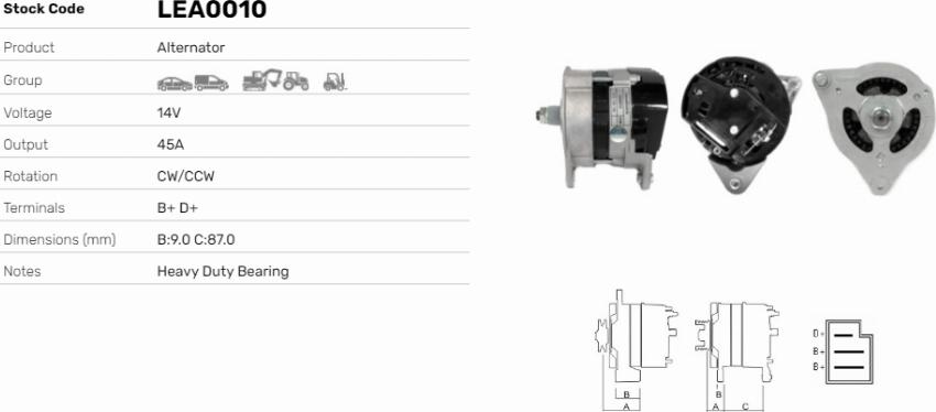 LE Part LEA0010 - Generator / Alternator allinparts.ro