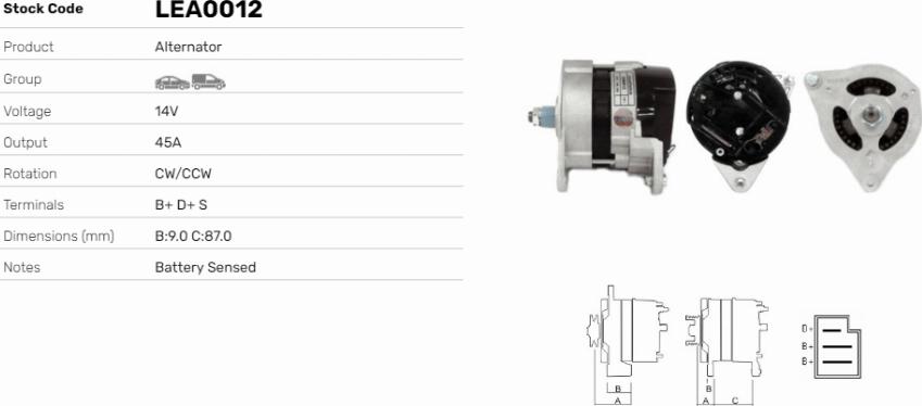 LE Part LEA0012 - Generator / Alternator allinparts.ro