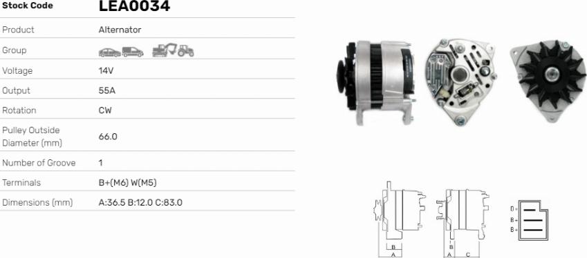 LE Part LEA0034 - Generator / Alternator - allinparts.ro