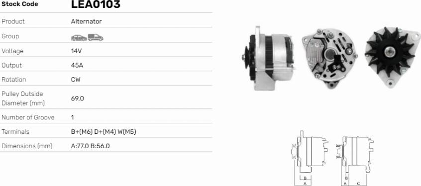 LE Part LEA0103 - Generator / Alternator allinparts.ro