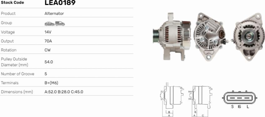 LE Part LEA0189 - Generator / Alternator - allinparts.ro