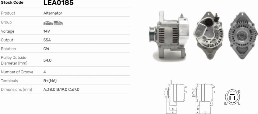 LE Part LEA0185 - Generator / Alternator allinparts.ro