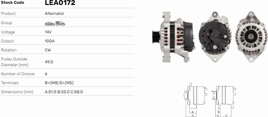 LE Part LEA0172 - Generator / Alternator allinparts.ro
