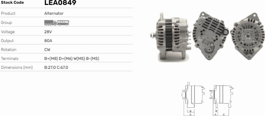 LE Part LEA0849 - Generator / Alternator - allinparts.ro
