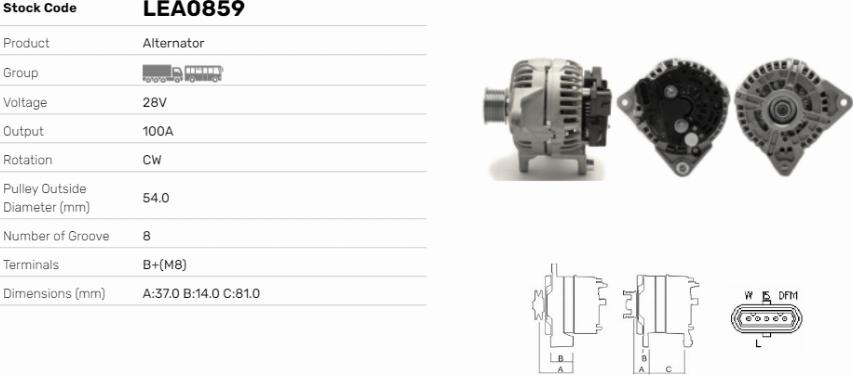 LE Part LEA0859 - Generator / Alternator allinparts.ro