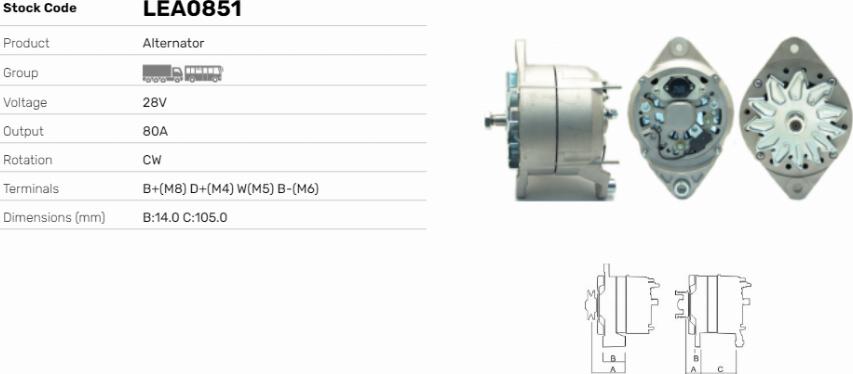 LE Part LEA0851 - Generator / Alternator allinparts.ro