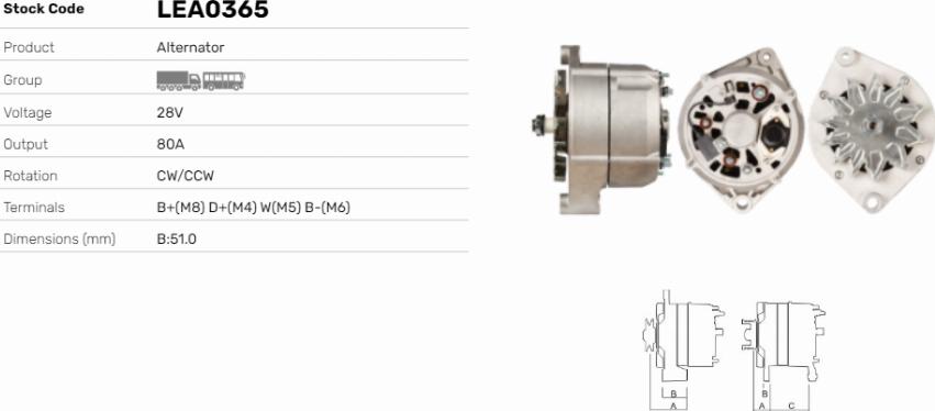 LE Part LEA0365 - Generator / Alternator allinparts.ro