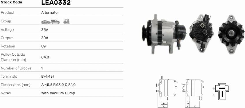LE Part LEA0332 - Generator / Alternator allinparts.ro