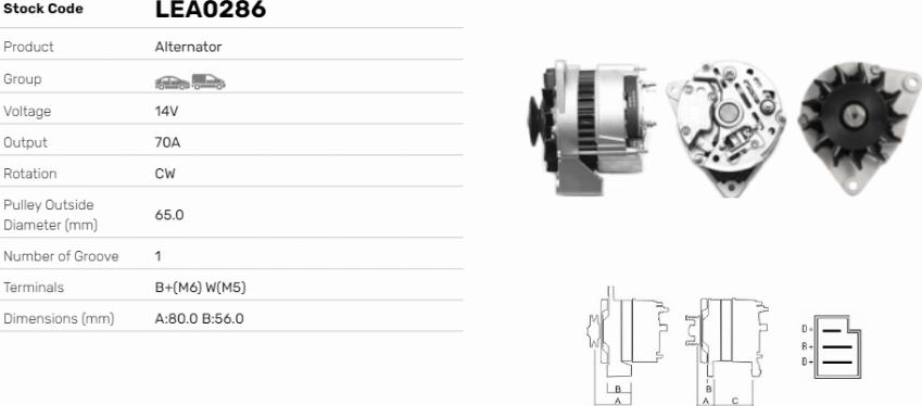 LE Part LEA0286 - Generator / Alternator allinparts.ro