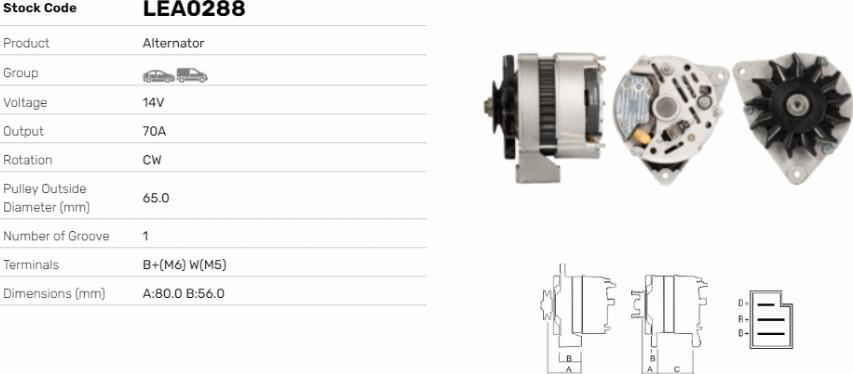 LE Part LEA0288 - Generator / Alternator - allinparts.ro