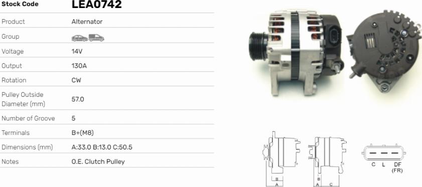 LE Part LEA0742 - Generator / Alternator allinparts.ro