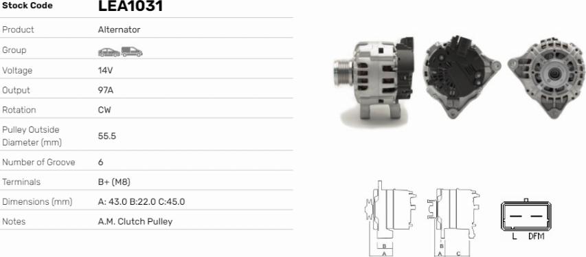 LE Part LEA1031 - Generator / Alternator allinparts.ro