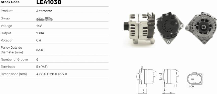 LE Part LEA1038 - Generator / Alternator - allinparts.ro