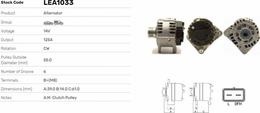 LE Part LEA1033 - Generator / Alternator - allinparts.ro