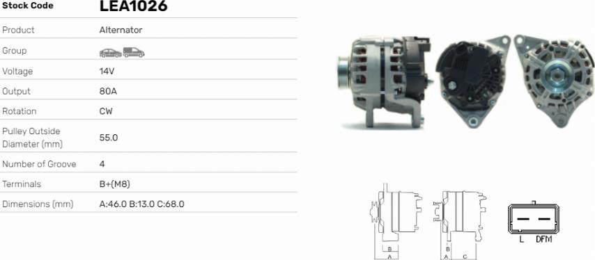 LE Part LEA1026 - Generator / Alternator - allinparts.ro