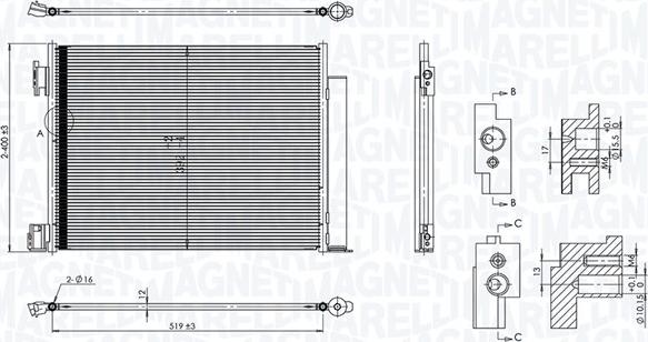 Magneti Marelli 350203101500 - Condensator, climatizare - allinparts.ro