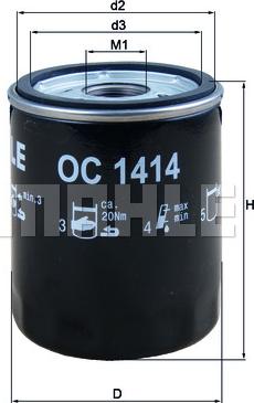 MAHLE OC 1414 - Filtru ulei - allinparts.ro