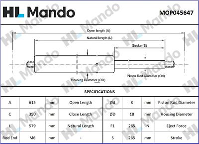Mando MOP045647 - Amortizor portbagaj allinparts.ro
