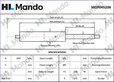 Mando MOP045206 - Amortizor portbagaj allinparts.ro