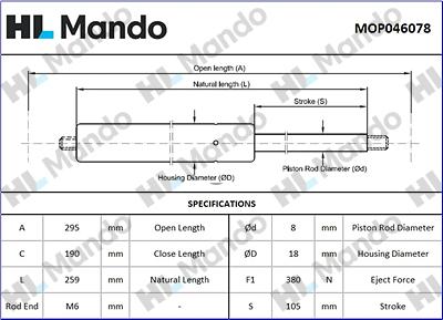 Mando MOP046078 - Amortizor portbagaj - allinparts.ro