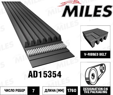 Miles AD15354 - Curea transmisie cu caneluri - allinparts.ro