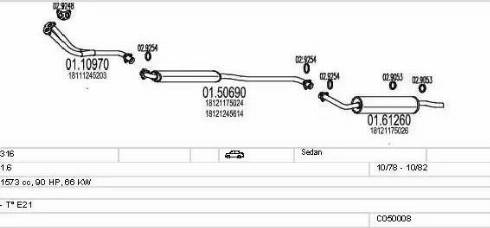 MTS C050008000708 - Sistem de esapament - allinparts.ro