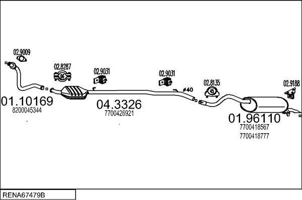 MTS RENA67479B028765 - Sistem de esapament - allinparts.ro