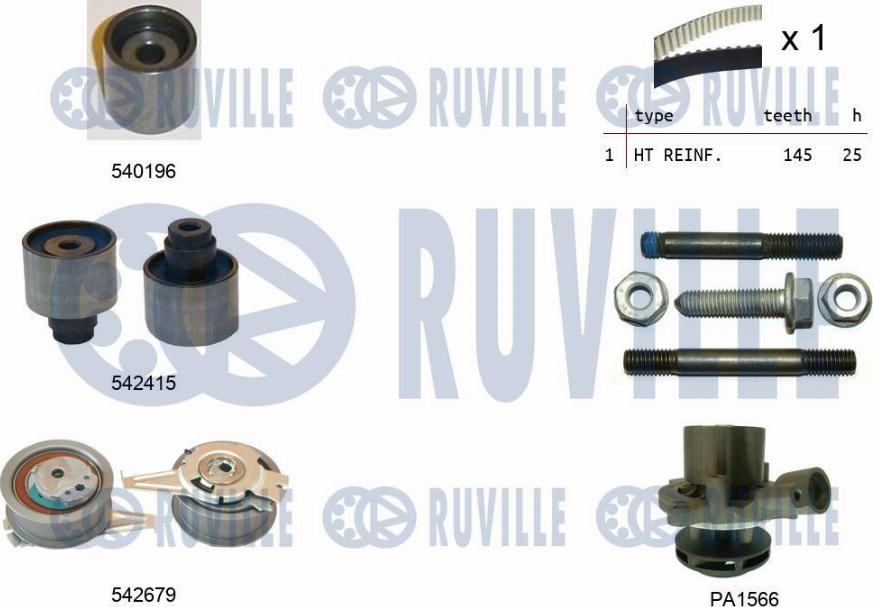 Ruville 5503761 - Set pompa apa + curea dintata allinparts.ro