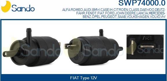 Sando SWP74000.0 - Pompa de apa,spalare parbriz - allinparts.ro