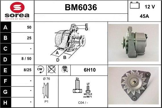 Sera BM6036 - Generator / Alternator - allinparts.ro