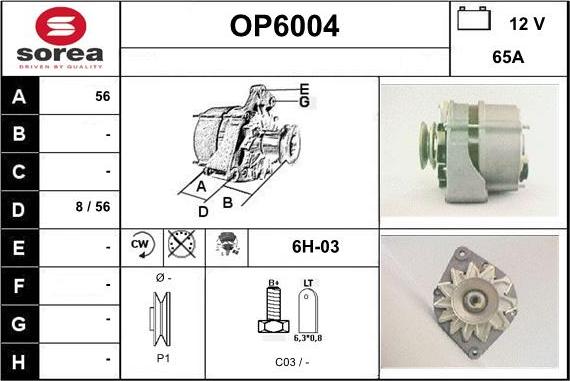 Sera OP6004 - Generator / Alternator - allinparts.ro
