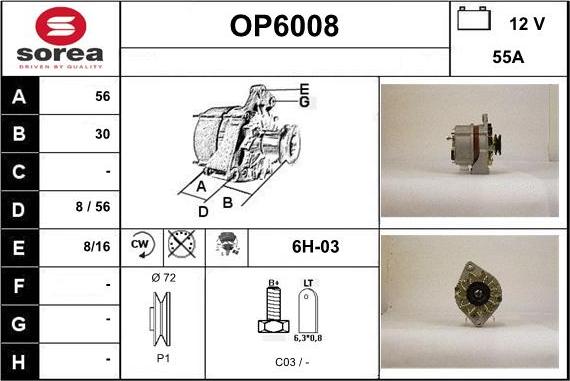 Sera OP6008 - Generator / Alternator - allinparts.ro